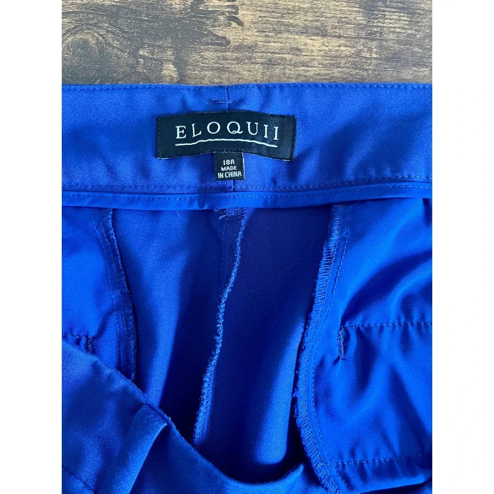 Eloquii Tapered Trouser Womens 18R Royal Blue Cotton‎ Blend Stretch Pocket Chic